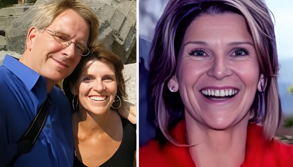 Anne Steves, Smiling couple posing outdoors on the left and a close-up portrait of a woman smiling on the right