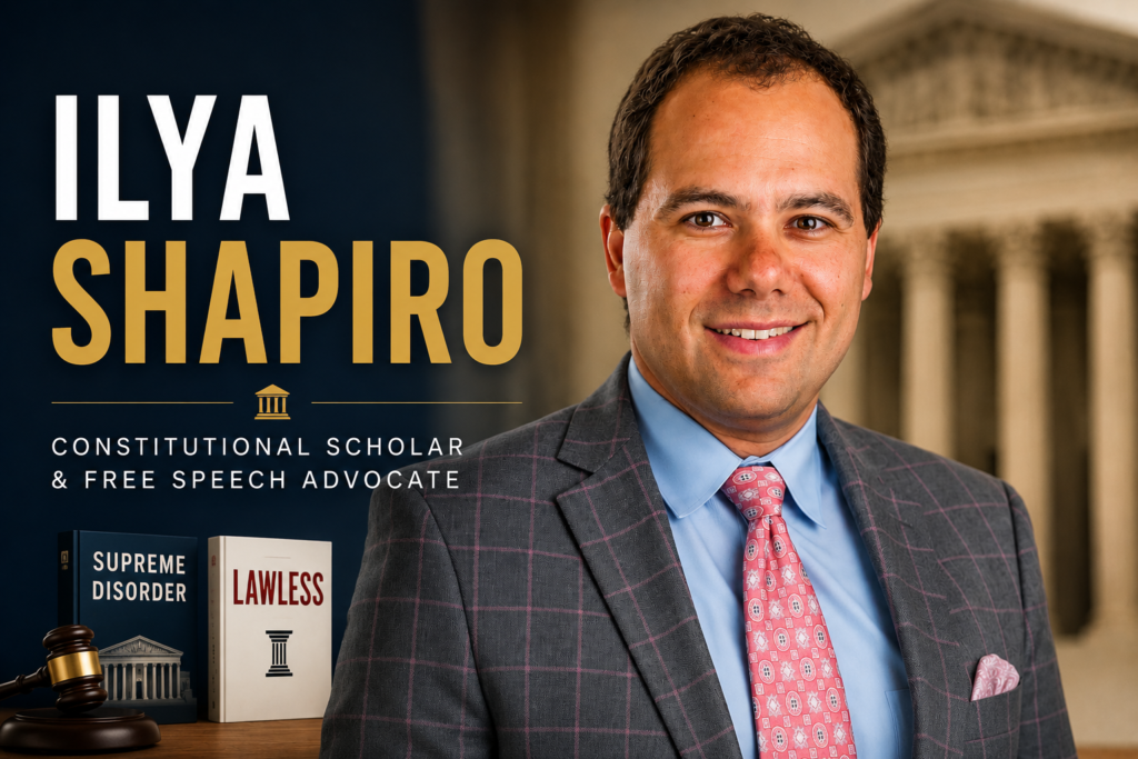 Who Is Ilya Shapiro? The Constitutional Scholar Shaking Up American Law Ilya Shapiro portrait with Supreme Court themed background and constitutional law branding
